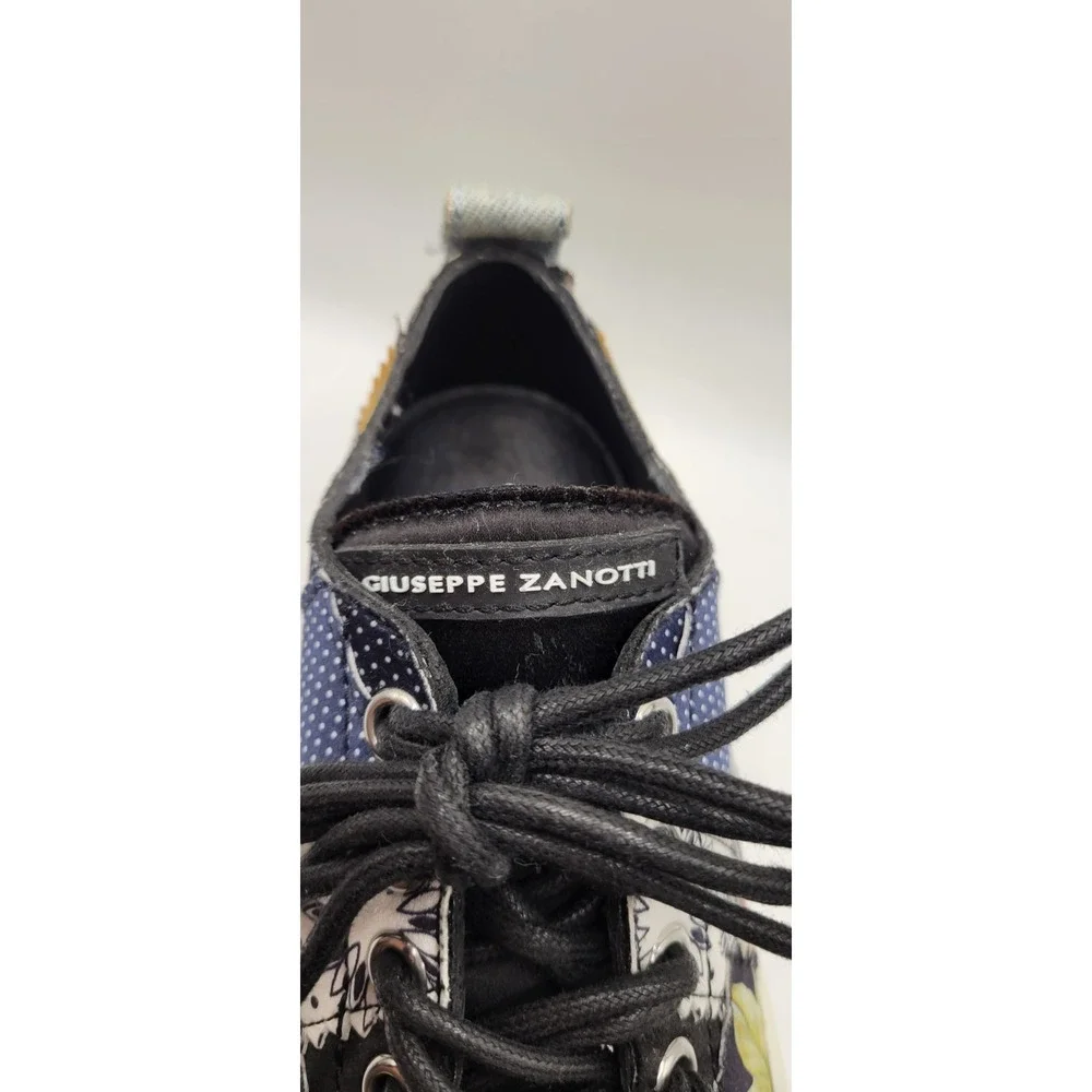 Multicolored Patchwork Trim Giuseppe Zanotti Blabber Lace Up Sneaker Size 37